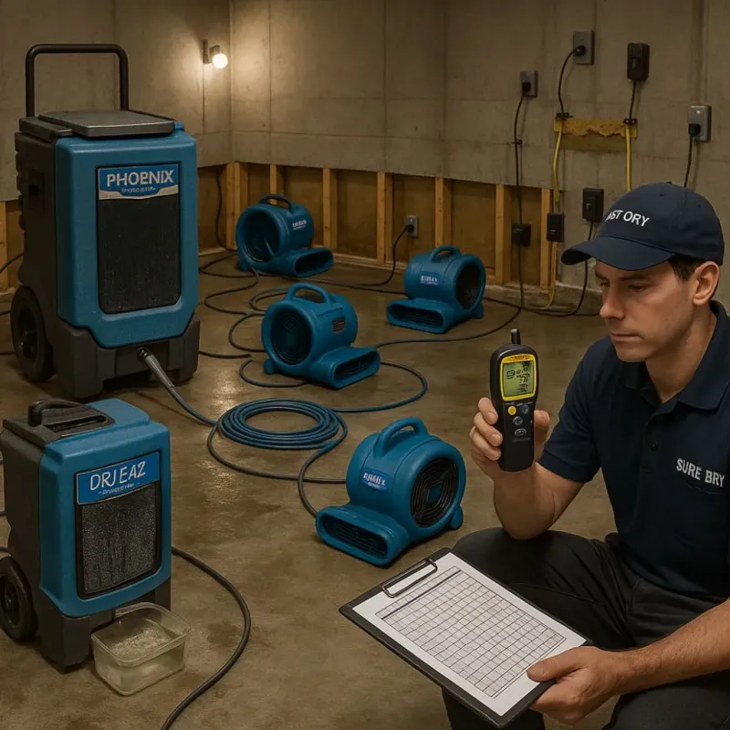 Structural Drying and Dehumidification process in Eden, TX